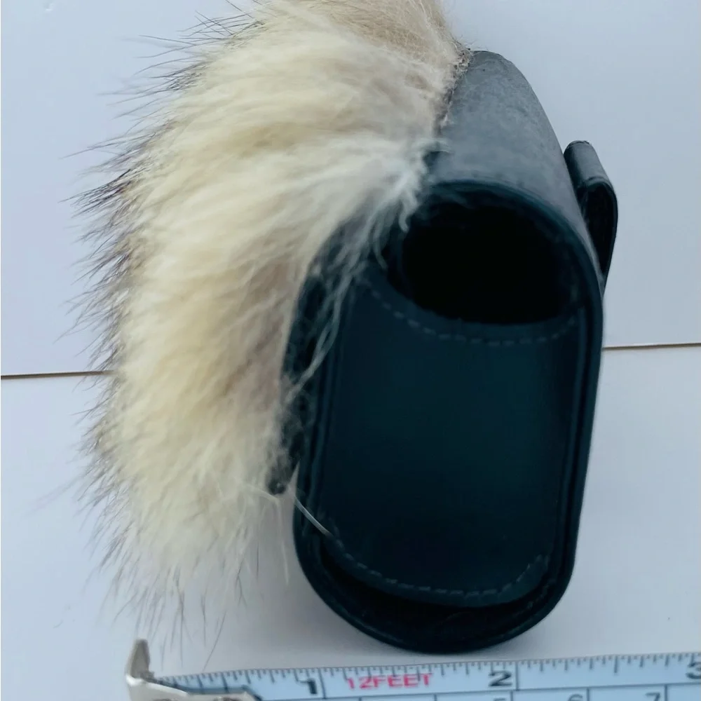 Fur Coyote Belt Purse Coin Purse Mini Wallet Leather Black Handmade USA